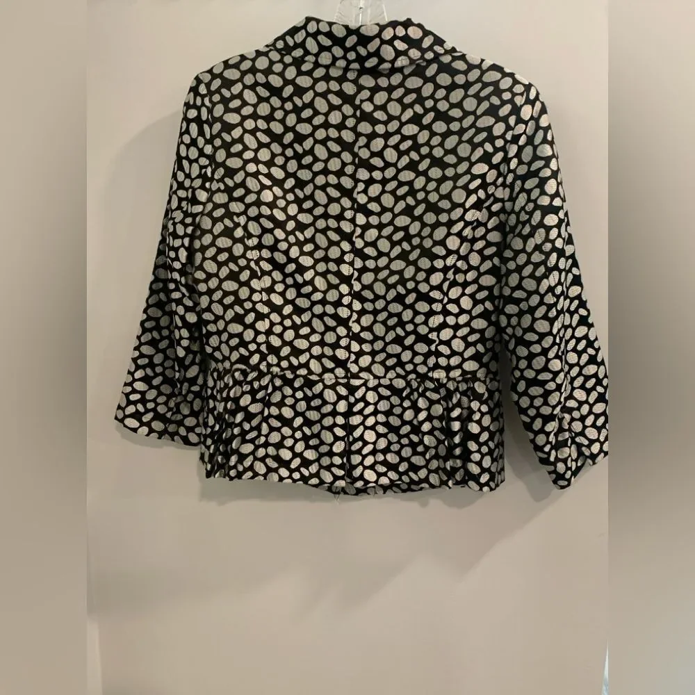 Chic Black Lined Beautiful Patterned Women's Blazer Classic Design - Picture 3 of 11